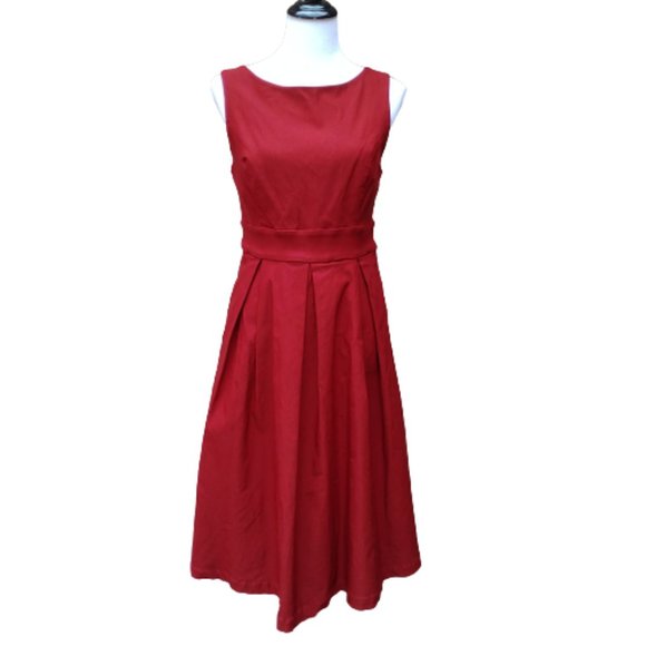 Modcloth Dresses & Skirts - ModCloth Red Dress Fit & Flare Solid Cocktail Party Wedding Sleeveless